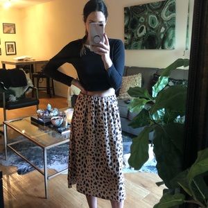 Leopard satin skirt